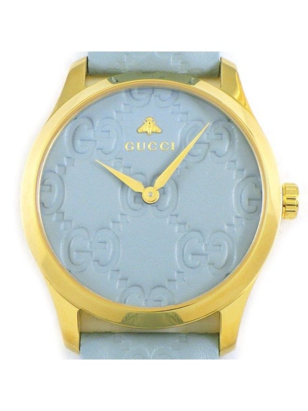 Gucci Watch G-Timeless 126.4 Blue Dial SS Leather Strap Quartz Analog
